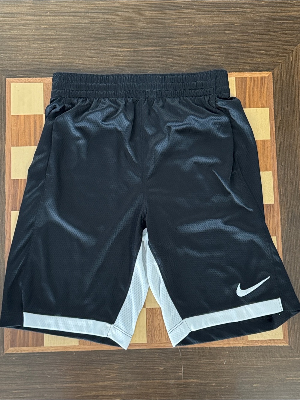 Nike Dri-Fit boys black and white athletic shorts size L.